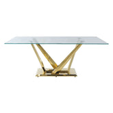 Barnard Clear Glass & Mirrored Gold Finish Dining Table Model DN00219 By ACME Furniture